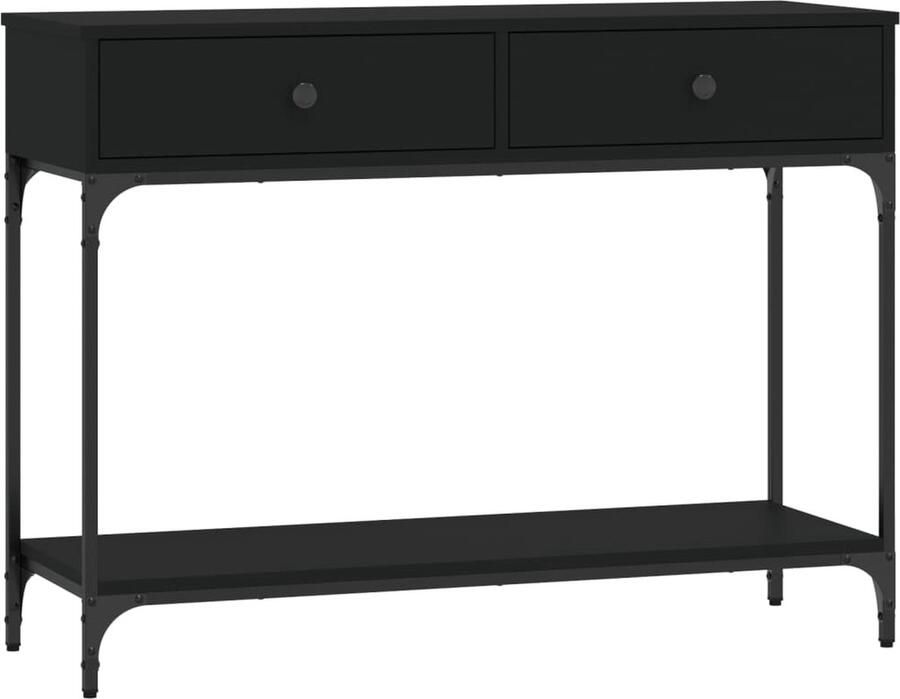 VidaXL Wandtafel Anders Zwart eiken 100 x 34 5 x 75 cm Bewerkt hout - Foto 3