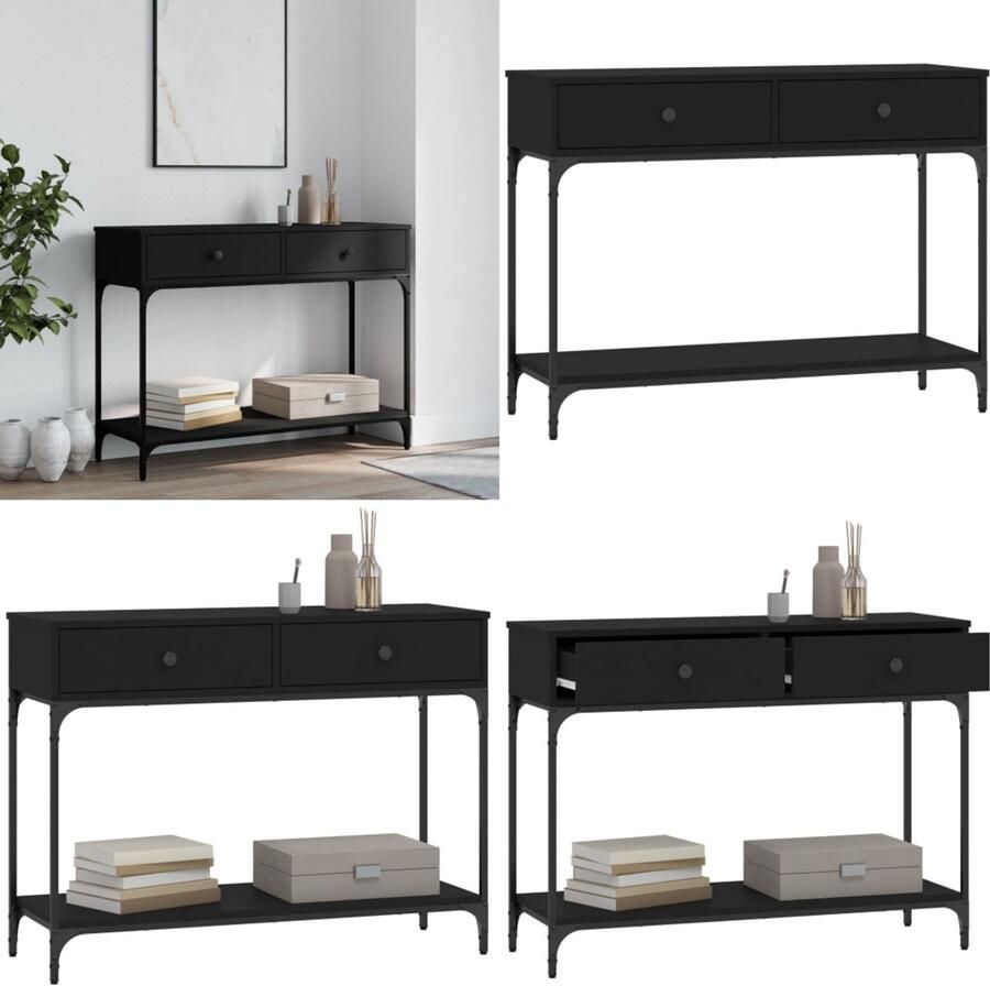 VidaXL Wandtafel 100x34 5x75 cm bewerkt hout zwart Wandtafel Wandtafels Banktafel Haltafel