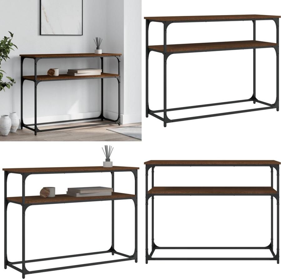 VidaXL Wandtafel 100x35 5x75 cm bewerkt hout bruin eikenkleur Wandtafel Wandtafels Bijzettafel Console Tafel