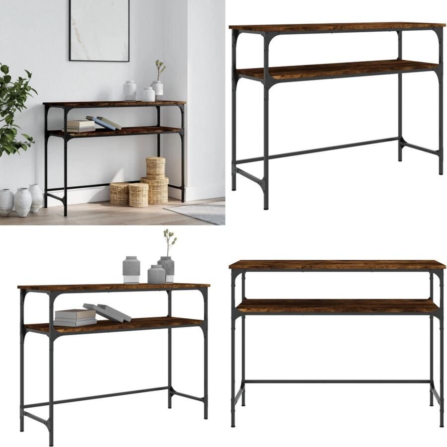 VidaXL Wandtafel 100x35 5x75 cm bewerkt hout gerookt eikenkleurig Wandtafel Wandtafels Bijzettafel Console Tafel