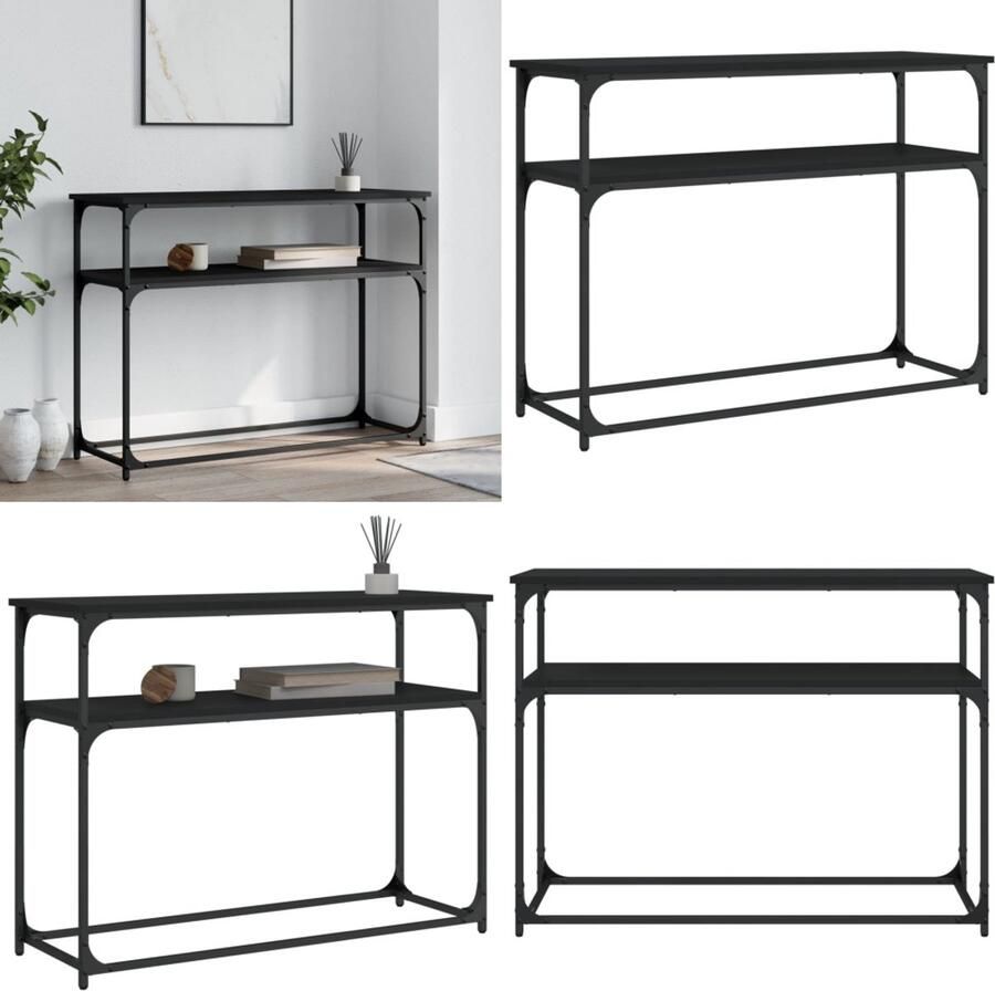 VidaXL Wandtafel 100x35 5x75 cm bewerkt hout zwart Wandtafel Wandtafels Bijzettafel Console Tafel