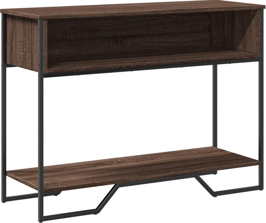 The Living Store Wandtafel 100x35x74 5 cm bewerkt hout bruin eikenkleurig Wandtafel Klassieke Tafel Houten Tafel Salontafel Bergruimte