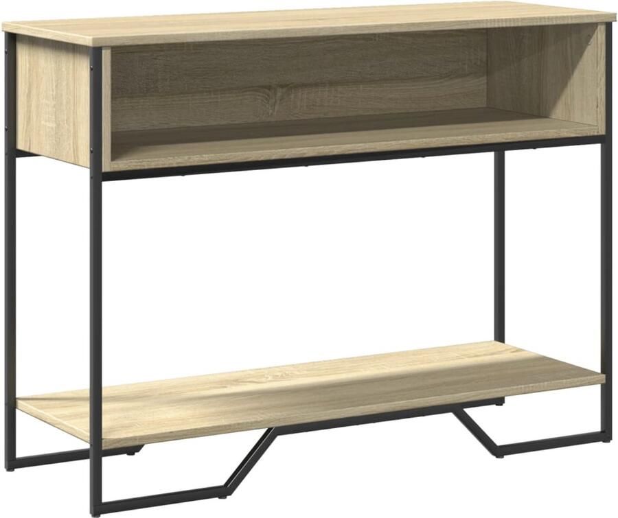 The Living Store Wandtafel 100x35x74 5 cm bewerkt hout sonoma eikenkleurig Wandtafel Salontafel Houten Tafel Eiken Kleur Bergruimte