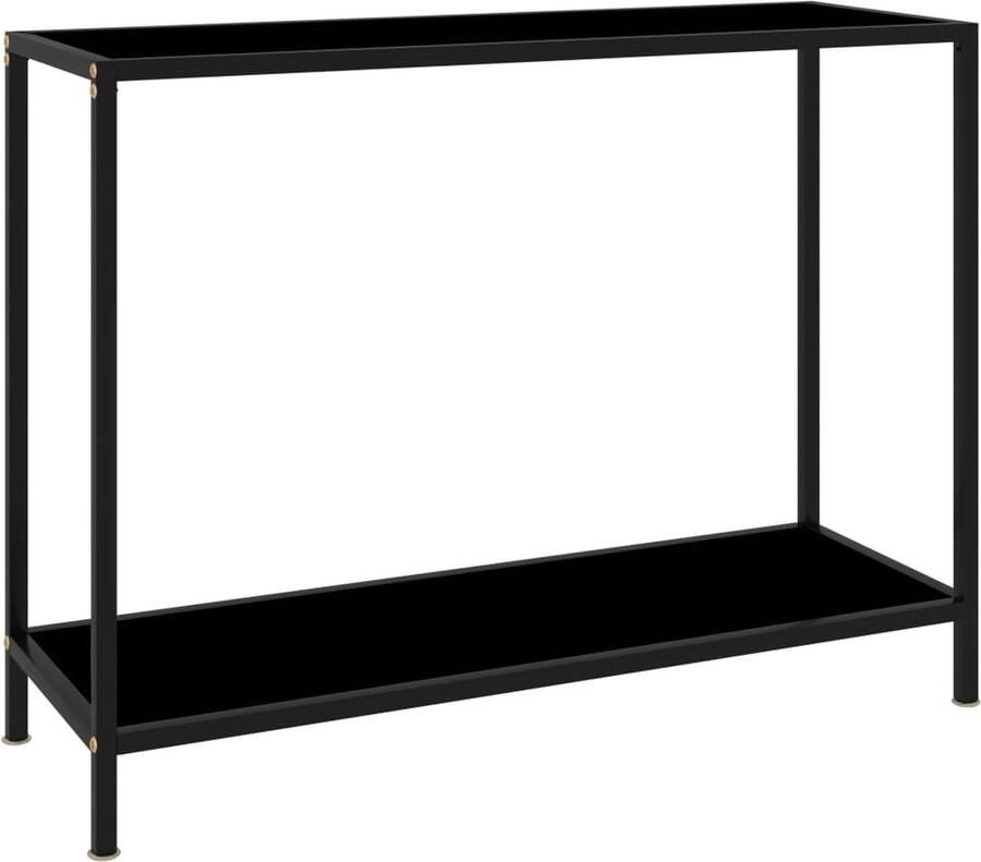 VidaXL Wandtafel 100x35x75 cm Gehard Glas Zwart Wandtafel Consoletafel Bijzettafel Salontafel Tv Tafeltje Minimalistisch Modern Zwart Glas Metaal - Foto 2