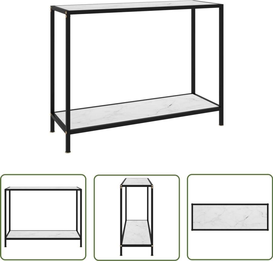 VidaXL Wandtafel 100x35x75 cm glas wit en zwart Wandtafel Consoletafel Salontafel Livingroom Decor Minimalistische Woondecor Witte Wandtafel Zwarte Wandtafel Geometrische Vormgeving Industriële Stijl