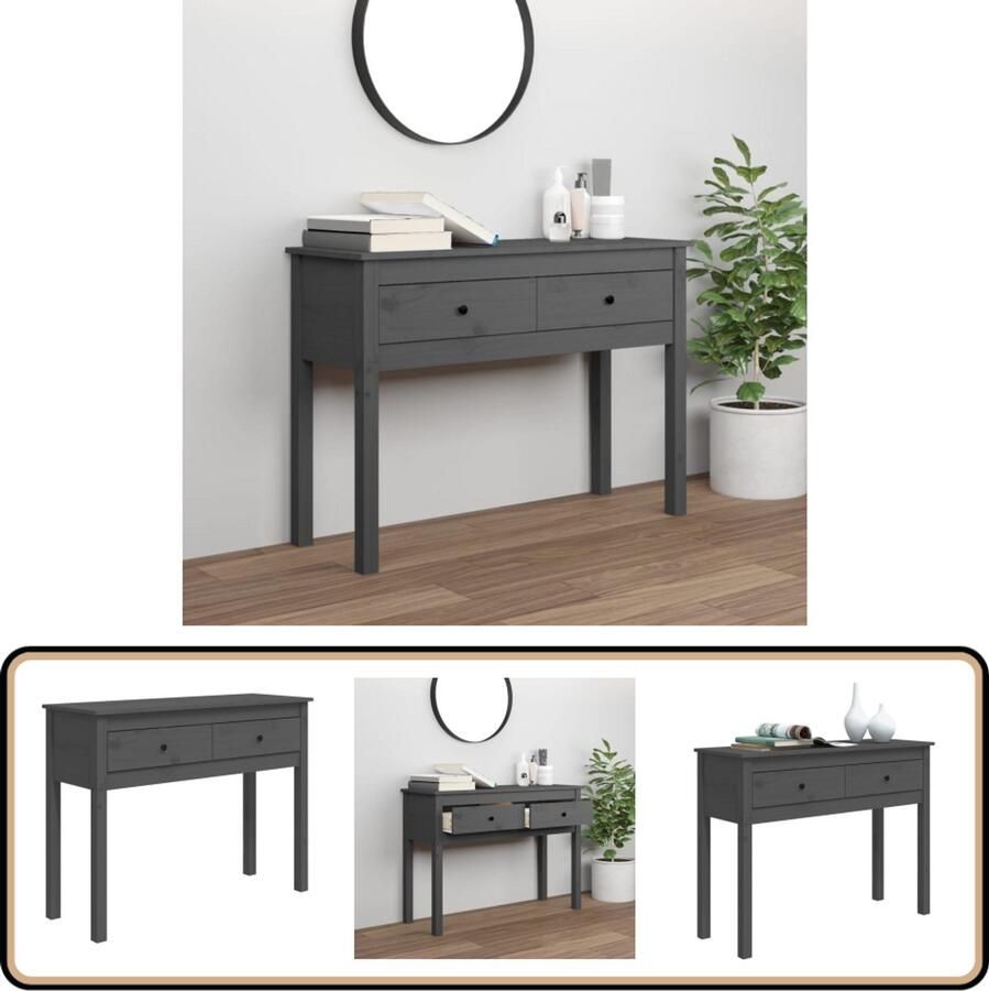VidaXL Wandtafel 100x35x75 cm grenenhout grijs Wandtafel Grenoblehouten Wandtafel Salontafel Entreetafel Tv-meubel