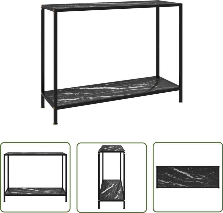 VidaXL Wandtafel 100x35x75 cm Zwart Glas Wandtafel Bijzettafel Consoletafel Modern Zwart Glas Metaal Muurhanger