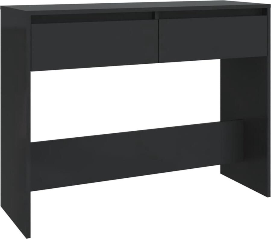 VidaXL Wandtafel 100x35x76 5 cm Bewerkt hout Zwart Consoletafel Haltafel Zwarte Tafel Houten Tafel Spaanplaat - Foto 2