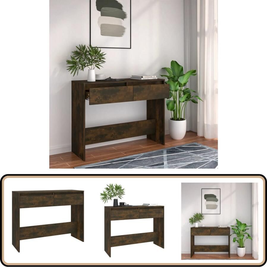 VidaXL Wandtafel 100x35x76 5 cm Gerookt Eiken Consoletafel Haltafel Wandtafel Gerookte Eiken Houten Tafel Living Room Furniture Interieurdecoratie Sidetable Entryway Furniture Modern Design Scandinavische Stijl