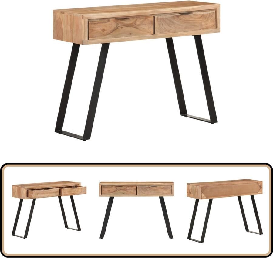 VidaXL Wandtafel 100x35x76 cm Massief Acaciahout Consoletafel Industrieel Acacia Hout Wandtafel Salontafel Entreetafel Vintage