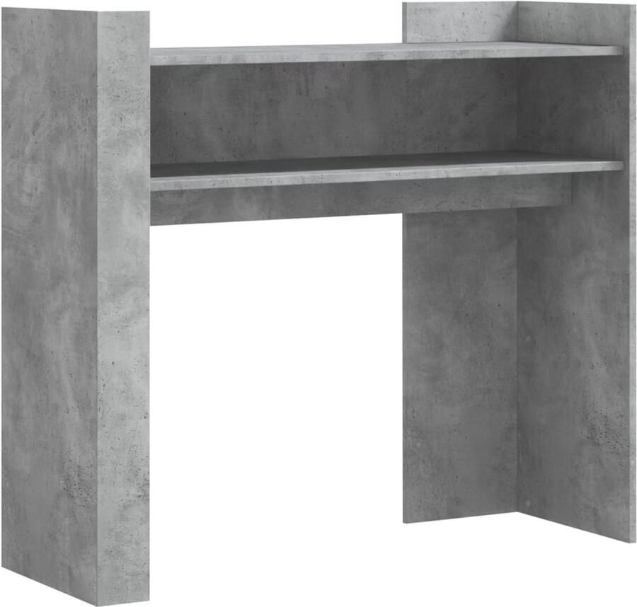 The Living Store Wandtafel 100x35x90 cm bewerkt hout betongrijs Wandtafel Betonnen Tafel Houten Tafel Salontafel Entreetafel - Foto 2