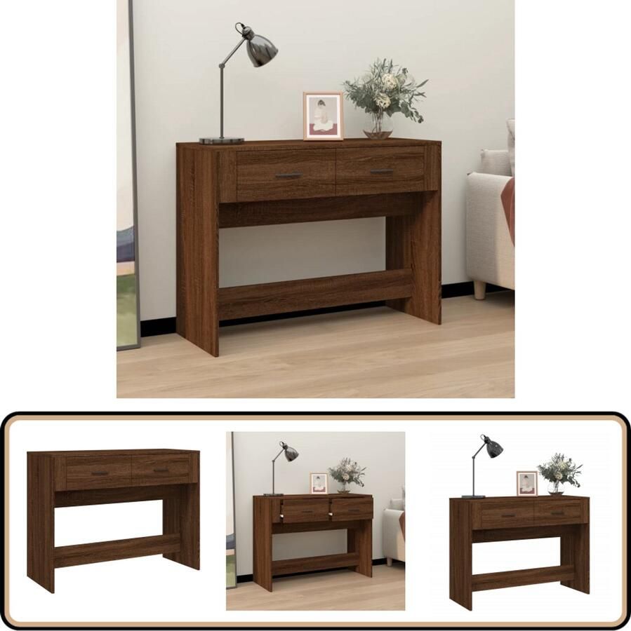 VidaXL Wandtafel 100x39x75 cm Bruin Eikenhout Wandtafel Wandtafels Gangtafel Gangtafels