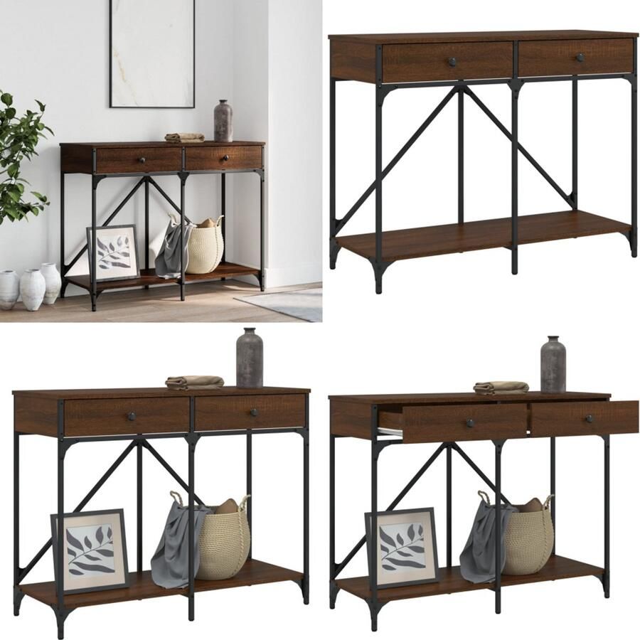 VidaXL Wandtafel 100x39x78 5 cm bewerkt hout bruin eikenkleur Wandtafel Wandtafels Bijzettafel Console Tafel