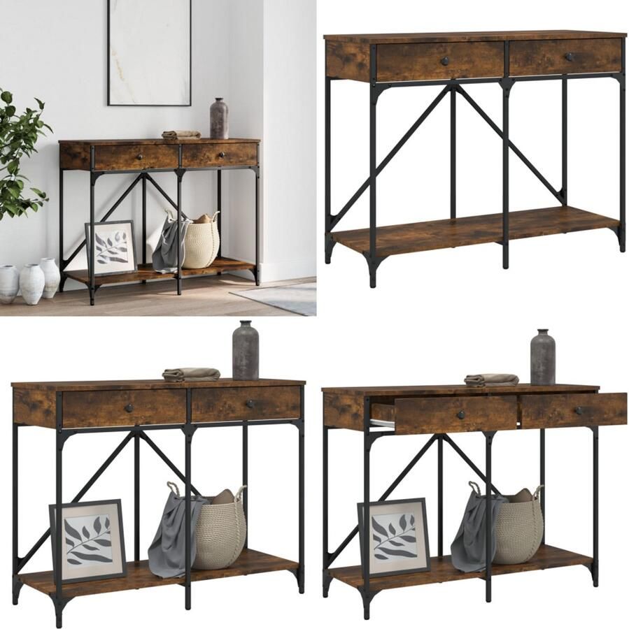 VidaXL Wandtafel 100x39x78 5 cm bewerkt hout gerookt eikenkleurig Wandtafel Wandtafels Bijzettafel Console Tafel