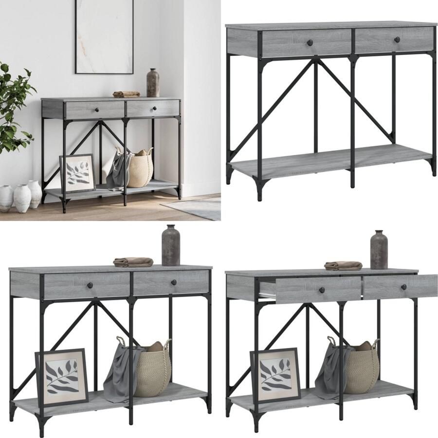 VidaXL Wandtafel 100x39x78 5 cm bewerkt hout grijs sonoma eikenkleurig Wandtafel Wandtafels Bijzettafel Console Tafel