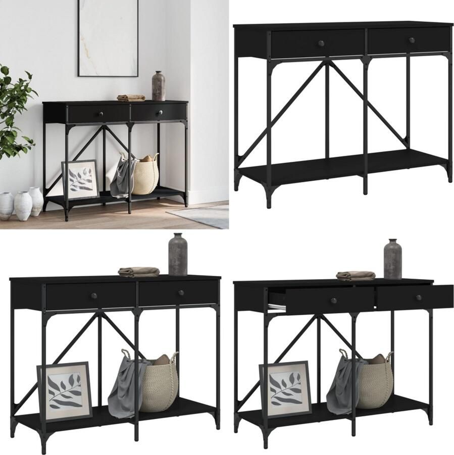 VidaXL Wandtafel 100x39x78 5 cm bewerkt hout zwart Wandtafel Wandtafels Bijzettafel Console Tafel