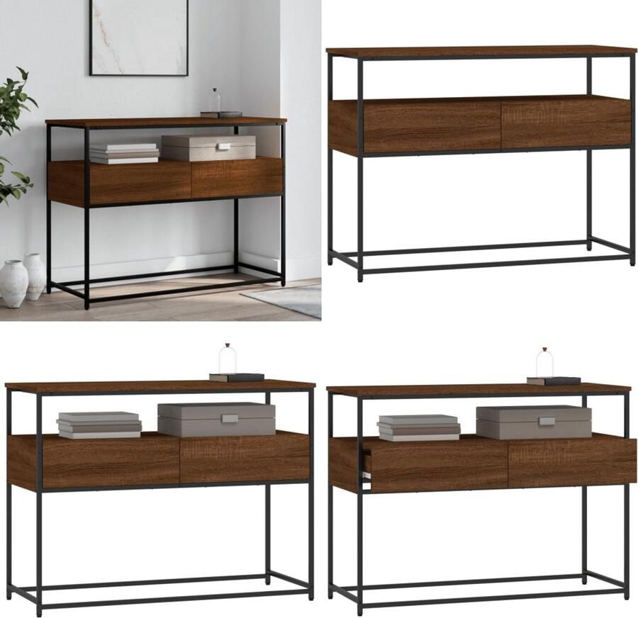 VidaXL Wandtafel 100x40x75 cm bewerkt hout bruin eikenkleur Wandtafel Wandtafels Bijzettafel Console Tafel