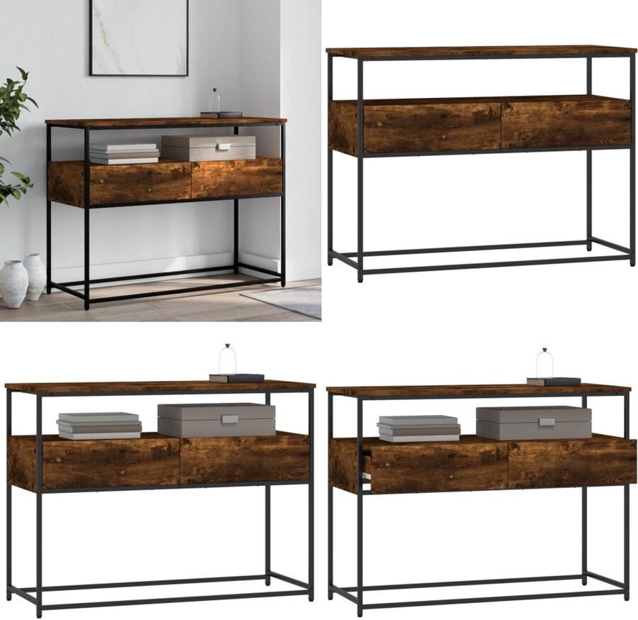 VidaXL Wandtafel 100x40x75 cm bewerkt hout gerookt eikenkleurig Wandtafel Wandtafels Bijzettafel Console Tafel