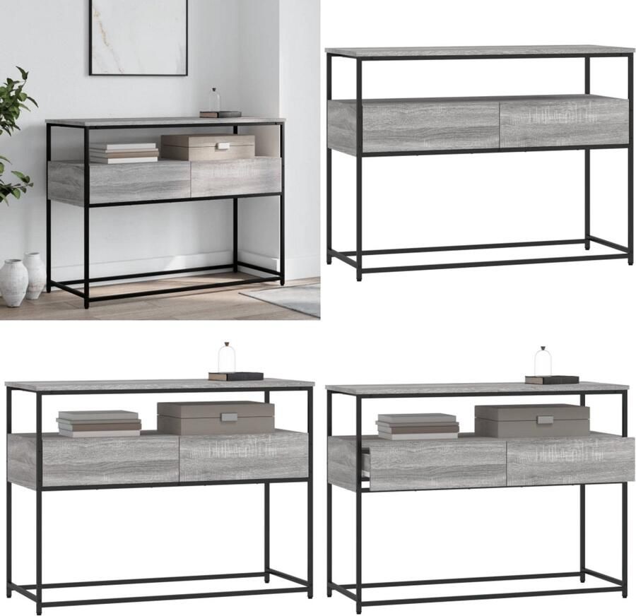 VidaXL Wandtafel 100x40x75 cm bewerkt hout grijs sonoma eikenkleurig Wandtafel Wandtafels Bijzettafel Console Tafel