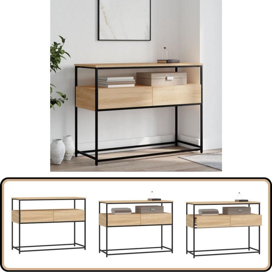 VidaXL -Wandtafel-100x40x75-cm-bewerkt-hout-sonoma-eikenkleurig - Foto 2