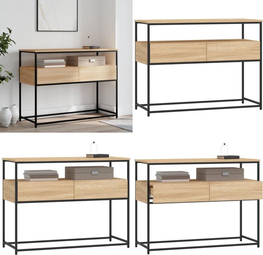 VidaXL -Wandtafel-100x40x75-cm-bewerkt-hout-sonoma-eikenkleurig - Foto 3