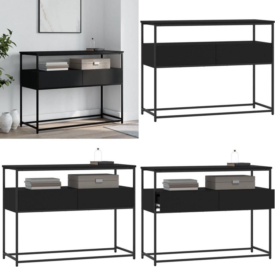 VidaXL Wandtafel 100x40x75 cm bewerkt hout zwart Wandtafel Wandtafels Bijzettafel Console Tafel