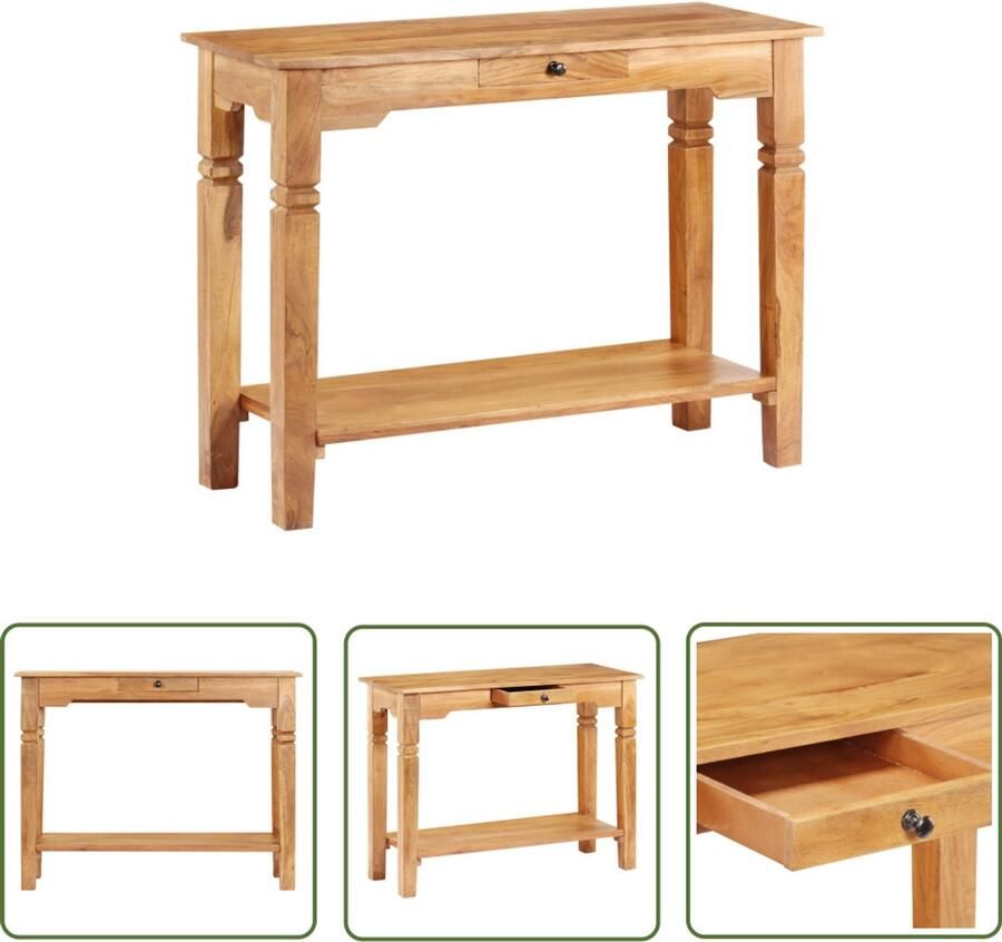 VidaXL Wandtafel 100x40x76 cm massief acaciahout Wandtafel Acacia Houten Tafel Salontafel Entreetafel Rustic Decor Vintage Look Landelijk Wonen Kastje Met Laden