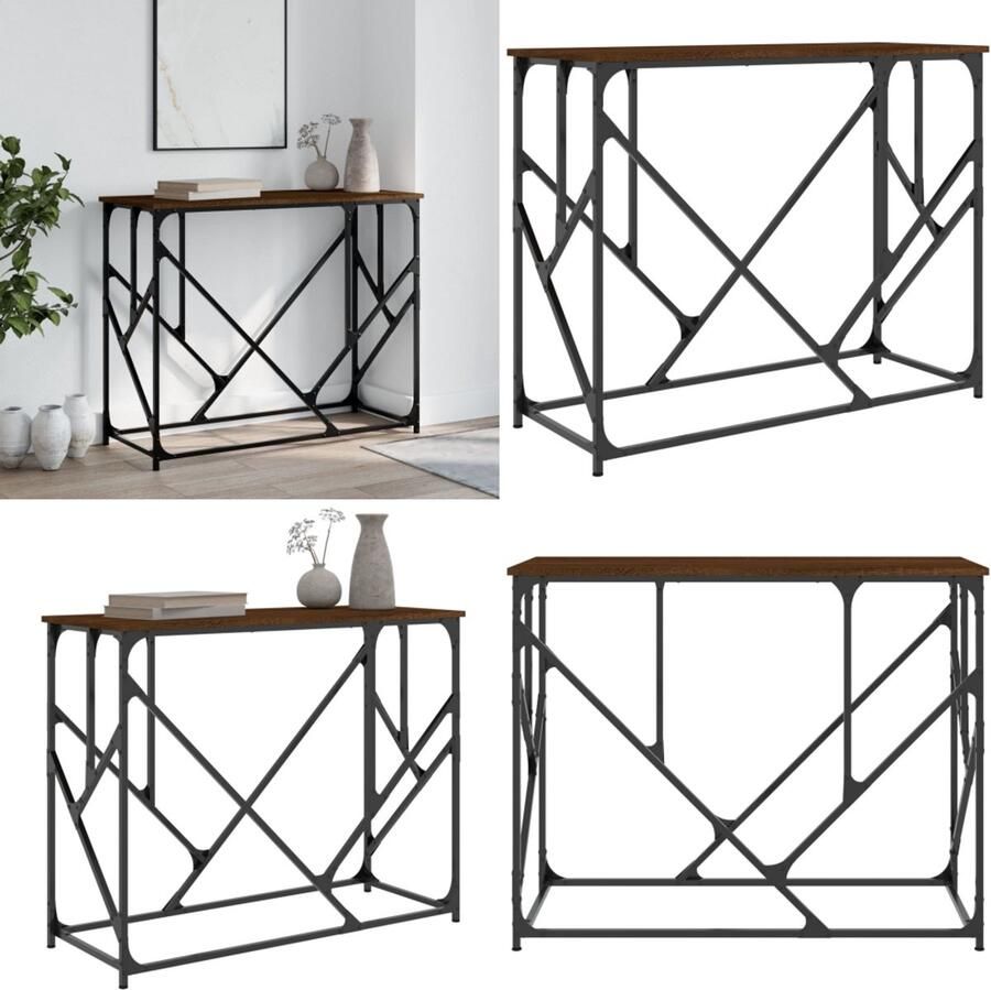 VidaXL Wandtafel 100x40x80 cm bewerkt hout bruin eikenkleur Wandtafel Wandtafels Bijzettafel Console Tafel