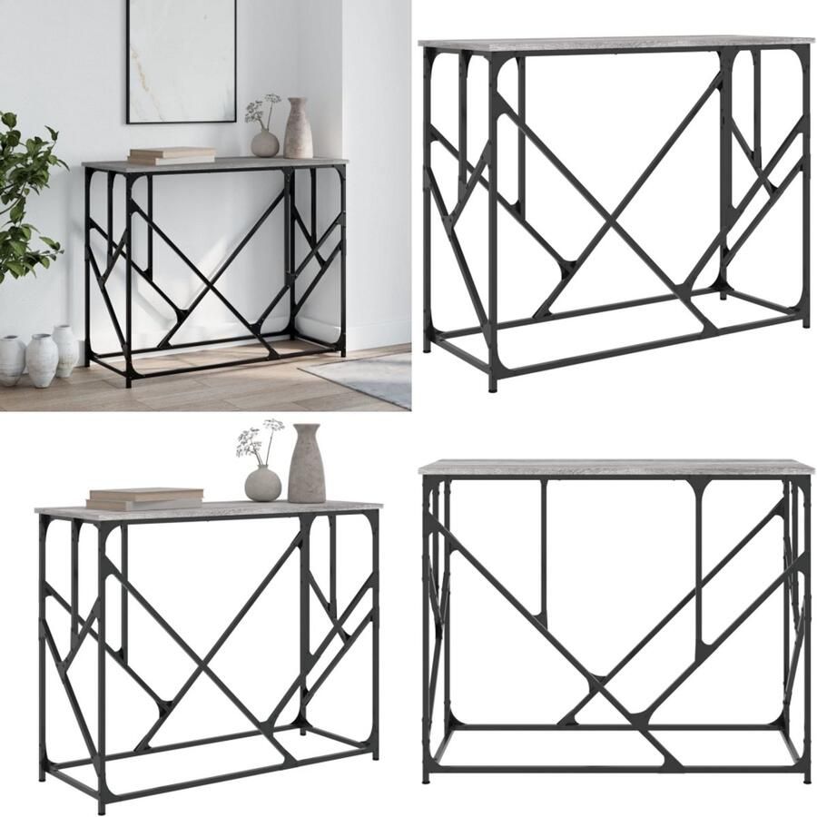 VidaXL Wandtafel 100x40x80 cm bewerkt hout grijs sonoma eikenkleurig Wandtafel Wandtafels Bijzettafel Console Tafel