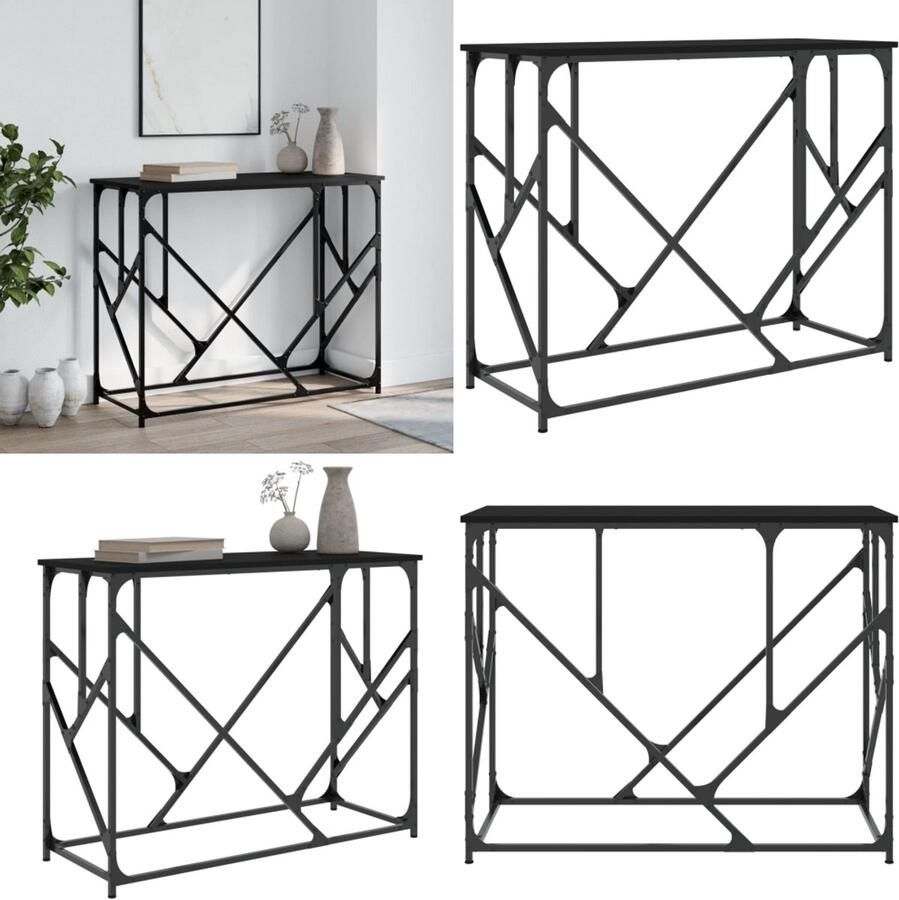 VidaXL Wandtafel 100x40x80 cm bewerkt hout zwart Wandtafel Wandtafels Bijzettafel Console Tafel