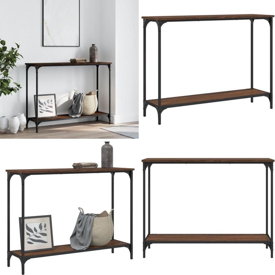 VidaXL Wandtafel 101x30 5x75 cm bewerkt hout bruin eikenkleur Wandtafel Wandtafels Bijzettafel Console Tafel