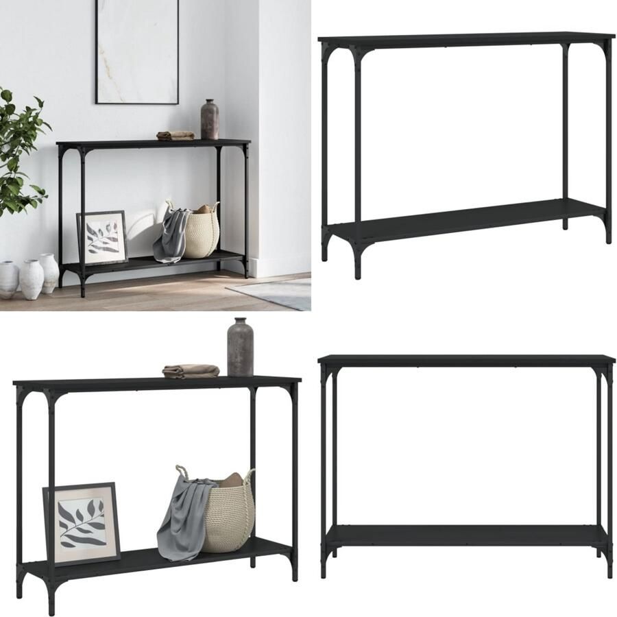 VidaXL Wandtafel 101x30 5x75 cm bewerkt hout zwart Wandtafel Wandtafels Bijzettafel Console Tafel