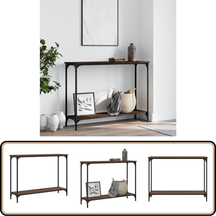 VidaXL Wandtafel 101x30 5x75 cm Bruin Eikenhout Wandtafel Industrieel Houten Tafels Entreehal Livingroom Vintage Kast Bergruimte Muurplank