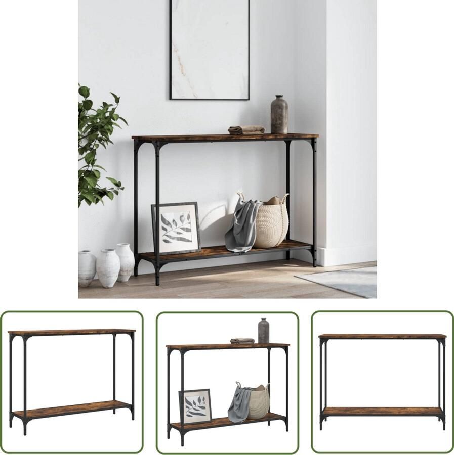 VidaXL Wandtafel 101x30 5x75 cm Gerookt Eiken Wandtafel Industrieel Houten Tafel Entreetafel Livingtafel Bergruimte Vintage Bruine Tafel