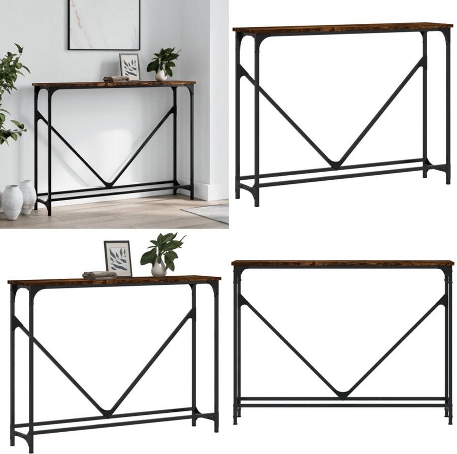 VidaXL Wandtafel 102x22 5x75 cm bewerkt hout gerookt eikenkleurig Wandtafel Wandtafels Bijzettafel Console Tafel