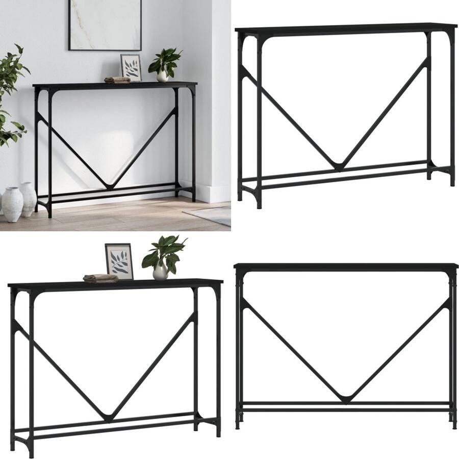 VidaXL Wandtafel 102x22 5x75 cm bewerkt hout zwart Wandtafel Wandtafels Bijzettafel Console Tafel