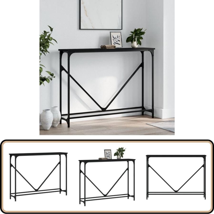 VidaXL Wandtafel 102x22 5x75 cm Zwart Bewerkt Hout Wandtafel Consoletafel Entreetafel Zwarte Tafel Houten Tafel