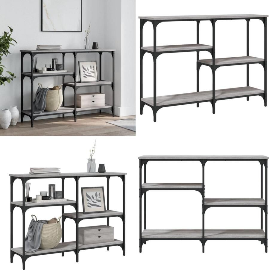 VidaXL Wandtafel 102x29x75 cm bewerkt hout grijs sonoma eikenkleurig Wandtafel Wandtafels Bijzettafel Console Tafel