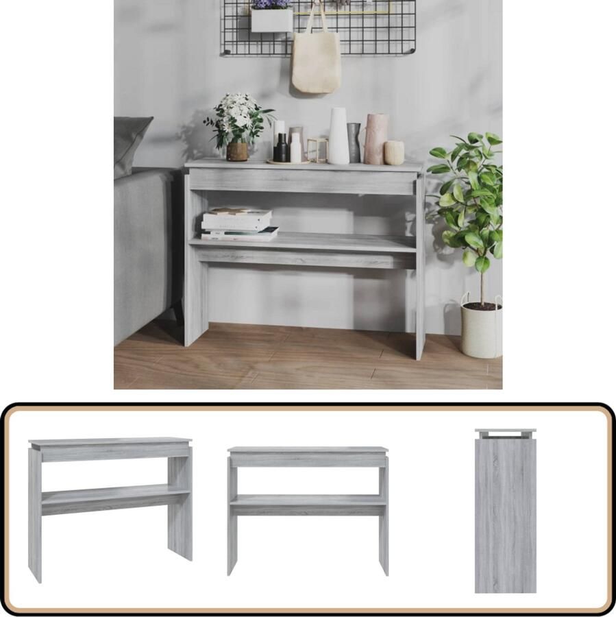 VidaXL Wandtafel 102x30x80 cm Grijs Sonoma Eiken Wandtafel Bijzettafel Houten Wandtafel Grijze Wandtafel Scandinavische Stijl Moderne Wandtafel Kleine Wandtafel