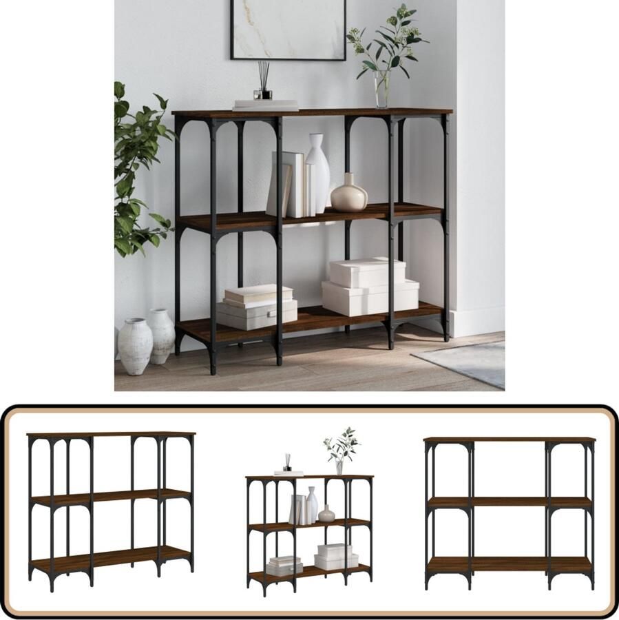 VidaXL Wandtafel Bruin Eiken 102x35x90 cm Wandtafel Consoletafel Houten Tafel Bruine Eiken Vintage Industrieel Entreehal Livingroom Opslagruimte