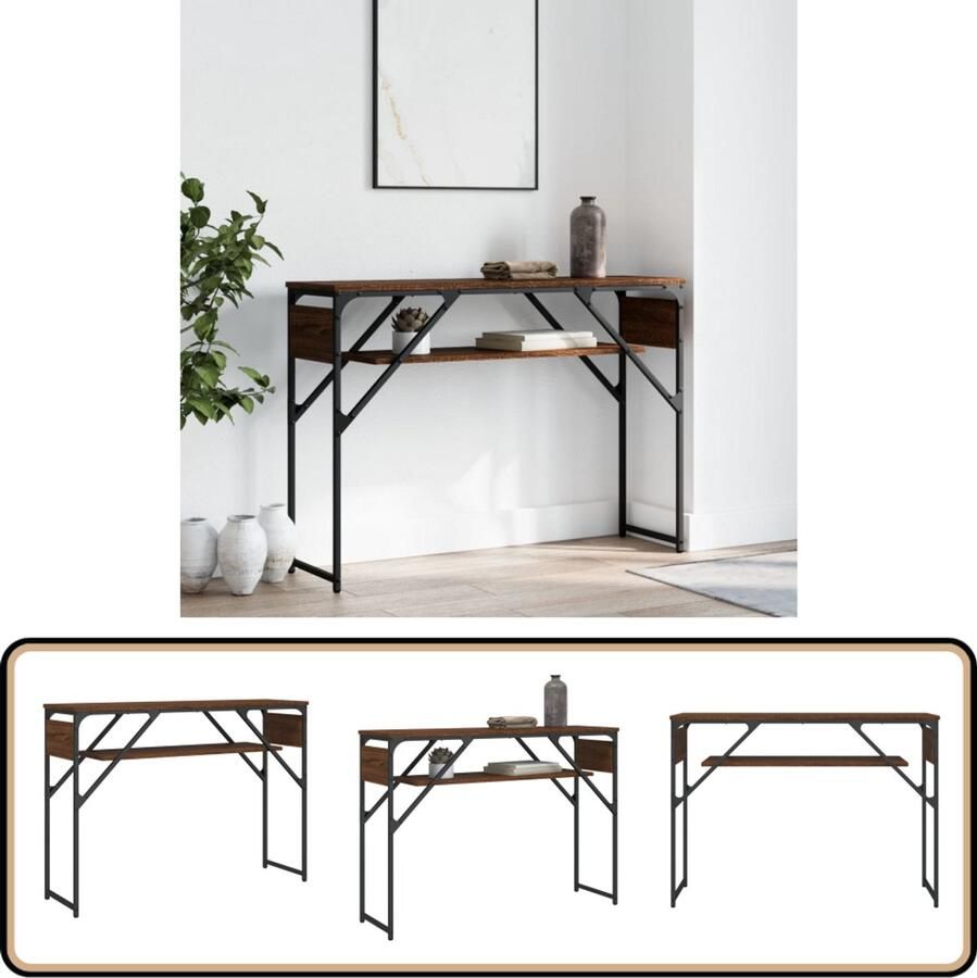 VidaXL Wandtafel 105x30x75 cm Bruin Eikenhout Wandtafel Wandtafels Bijzettafel Console Tafel