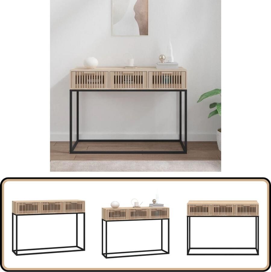 VidaXL Wandtafel 105x30x75 cm hout en ijzer Scandinavisch Wandtafel Salontafel Entreetafel Kastje Opbergruimte Houten Tafel Bruine Tafel