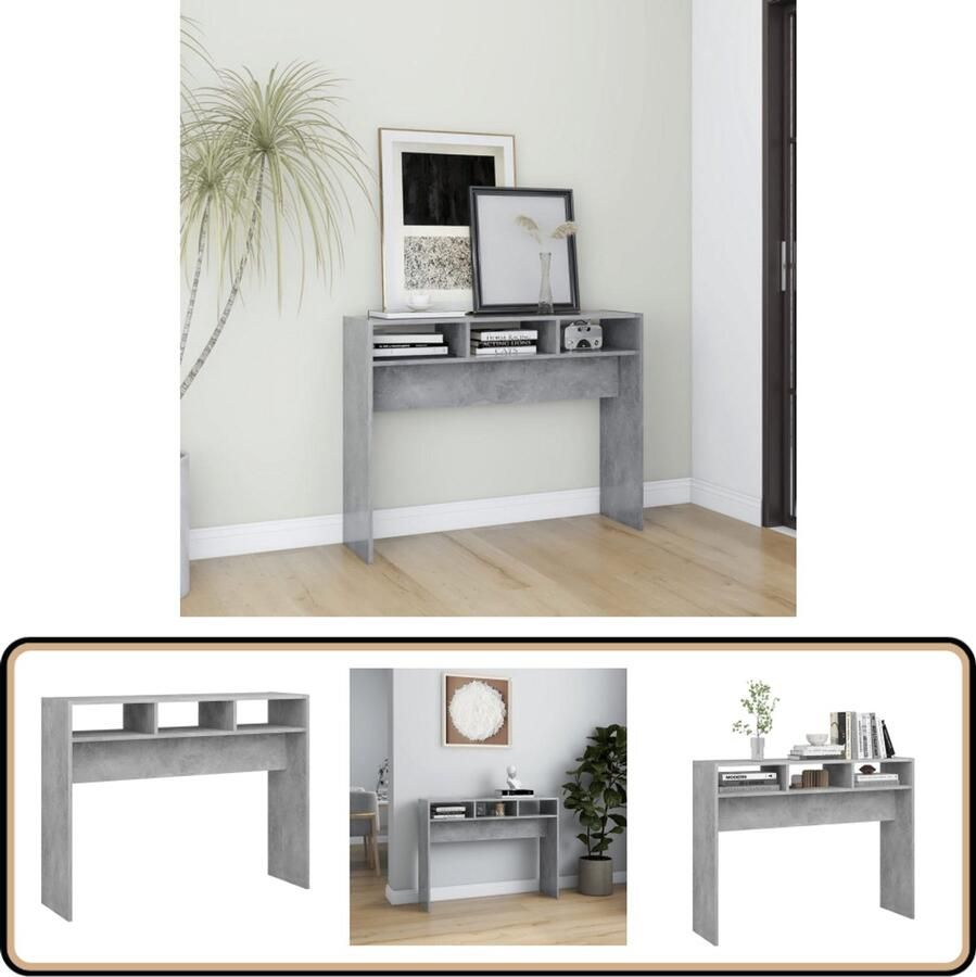 VidaXL Wandtafel 105x30x80 cm Bewerkt hout Betongrijs Consoletafel Bijzettafel Wandtafel Houten Meubilair Grijze Meubelen Scandinavische Design Basic Interieur Decoratief Item Entreetafel Hallentafel Livingroom Furniture