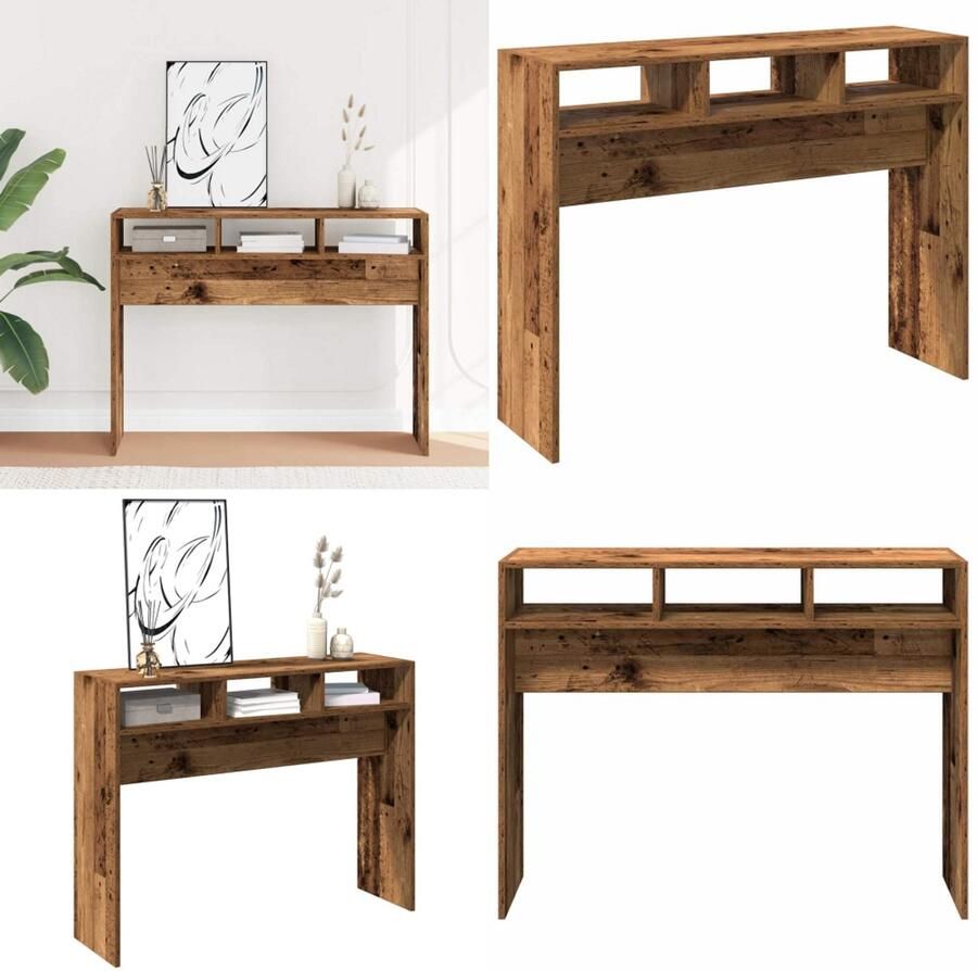 VidaXL Wandtafel 105x30x80 cm bewerkt hout oud houtkleurig Wandtafel Wandtafels Banktafel Haltafel