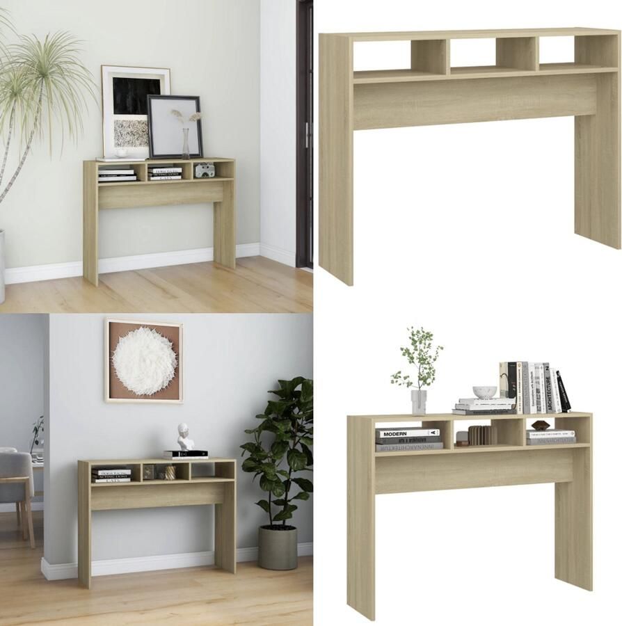 VidaXL Wandtafel 105x30x80 cm bewerkt hout sonoma eikenkleurig Bijzettafel Bijzettafels Tafel Tafels