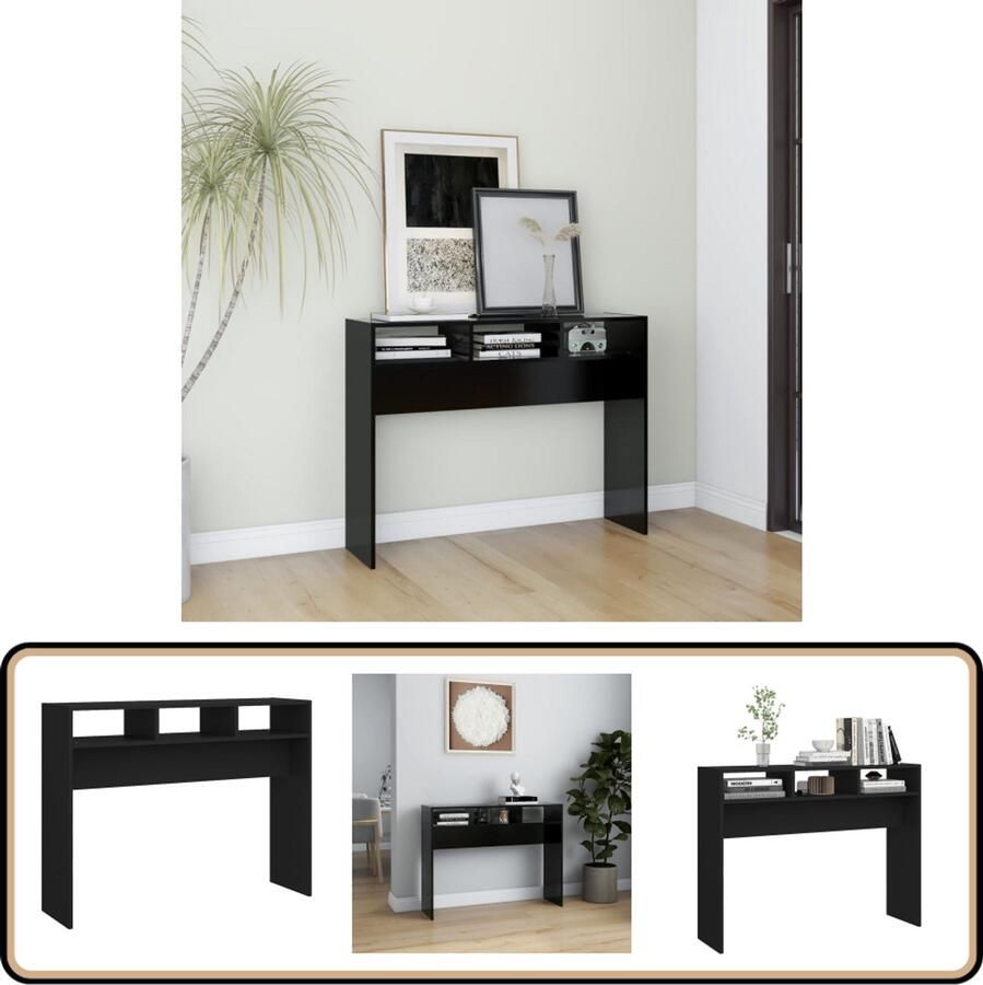 VidaXL Wandtafel 105x30x80 cm Bewerkt hout Zwart Consoletafel Bijzettafel Wandtafel Zwarte Tafel Houten Tafel