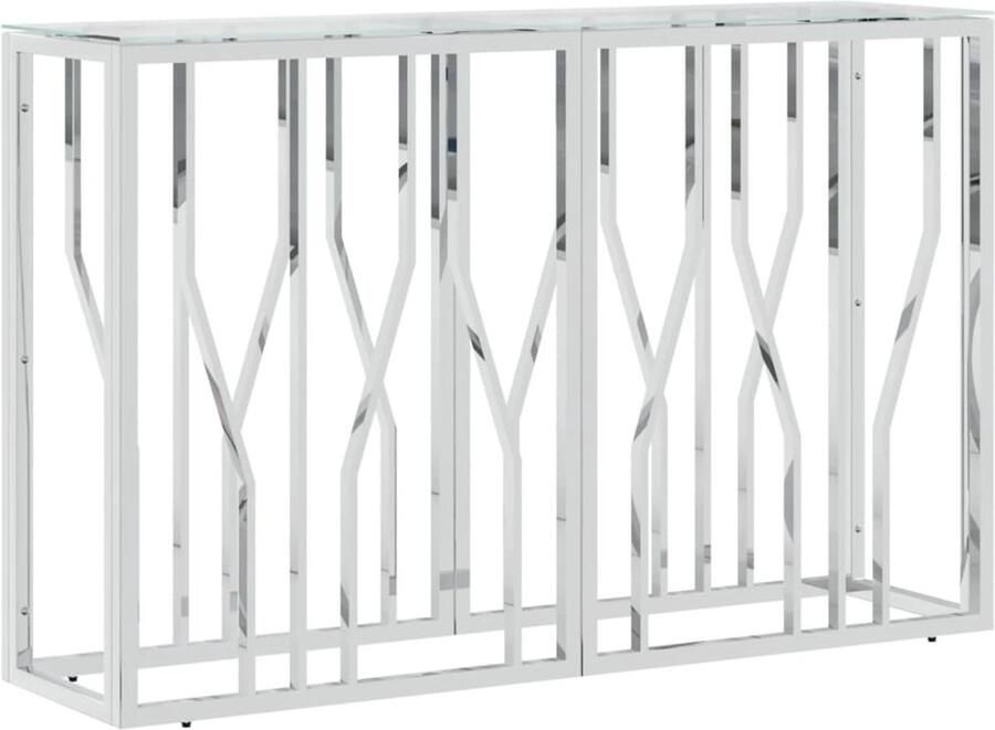 VidaXL Wandtafel Roestvrij Staal & Glas 110x30x70cm Wandtafel Salontafel Entreetafel Sidetable Roestvrijstaal Glazen Tafellaag Moderne Wandtafel Design Wandtafel Kleine Wandtafel Stijlvolle Wandtafel