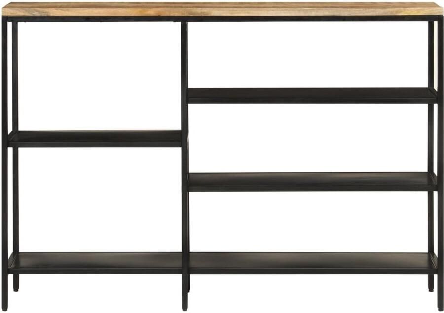 The Living Store Wandtafel 110x30x75 cm massief ruw mangohout en ijzer Wandtafel Salontafel Mangohouten Tafel Industriële Tafel Vintage Tafel