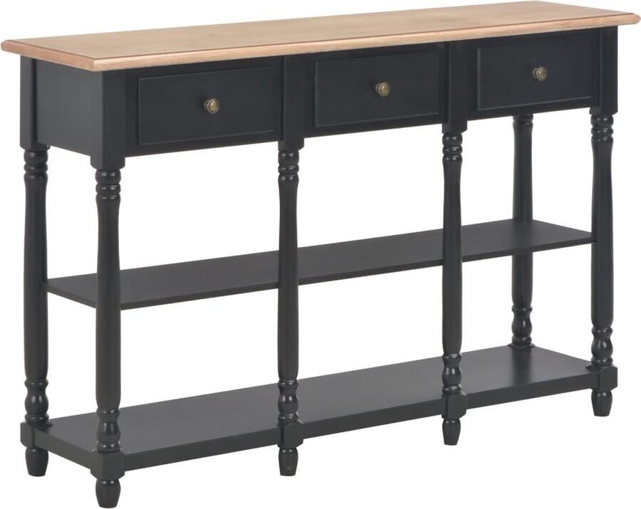 VidaXL Wandtafel 120x30x76 cm Zwart & Houtkleur Klassieke Wandtafel Houten Wandtafel Zwarte Wandtafel Salontafel Entreetafel Opslagwandtafel Designwandtafel - Foto 2