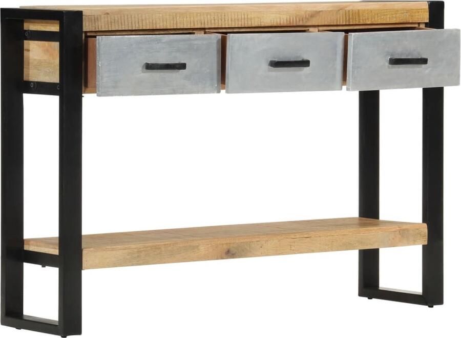 VidaXL Wandtafel 110x30x76 cm Mangohout Zwart Wandtafel Houtsoort Mango Wood Gangtafel Kastje Opbergkast Vintage Industrieel Modern Woonaccessoires